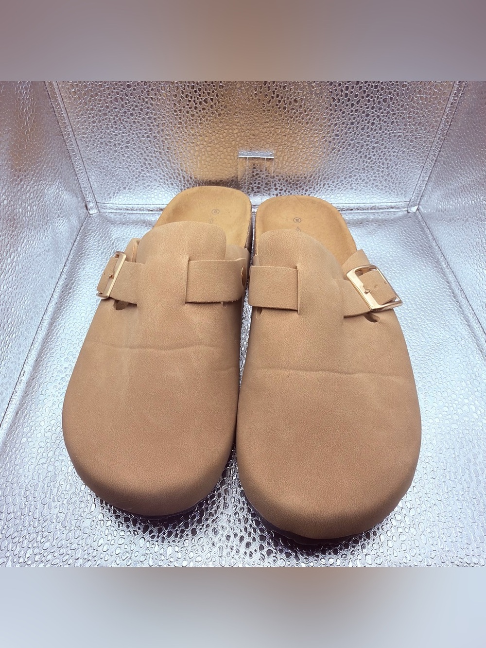 Women’s Buckle Clog Mule in Tan with Cushioned Footbed sole Mates 8 - Picture 2 of 8